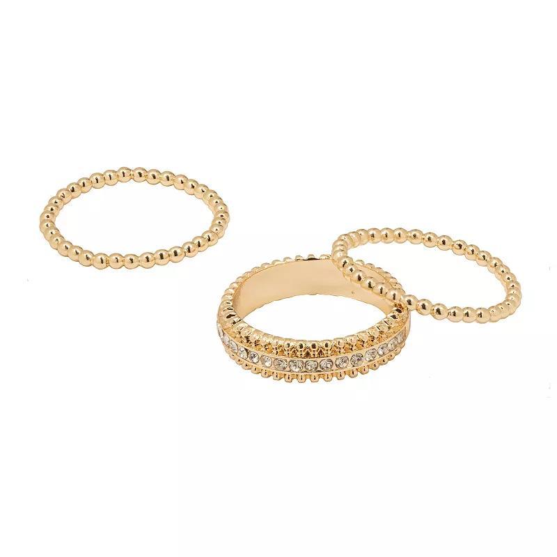 LC Lauren Conrad Gold Tone Ball Chain Ring Trio Set, Womens Clear Product Image