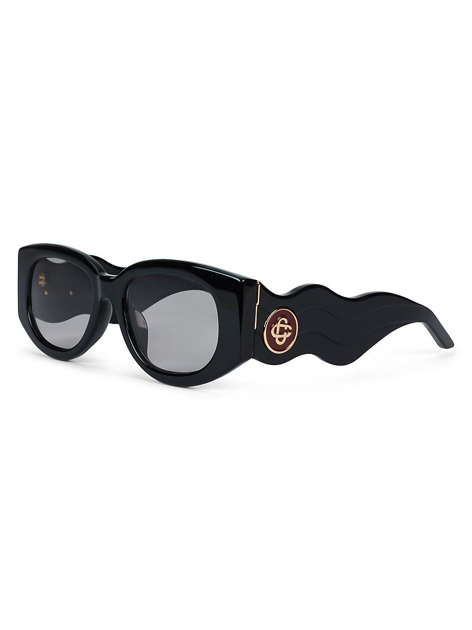 Mens Le Monde Diplomatique 54MM Acetate & Metal Oval Wave Sunglasses Product Image