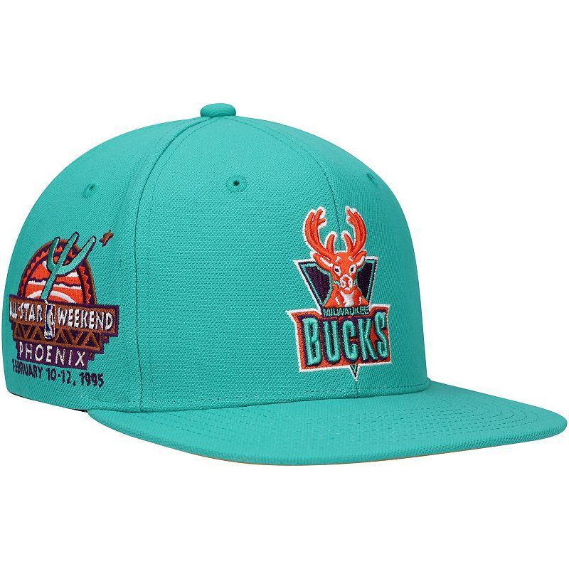 Mens Mitchell & Ness Turquoise Milwaukee Bucks Hardwood Classics 1995 NBA All-Star Weekend Desert Snapback Hat Product Image