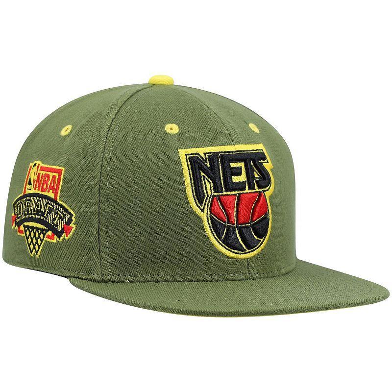 Mens Mitchell & Ness x Lids Olive New Jersey Nets Dusty NBA Draft Hardwood Classics Fitted Hat Product Image