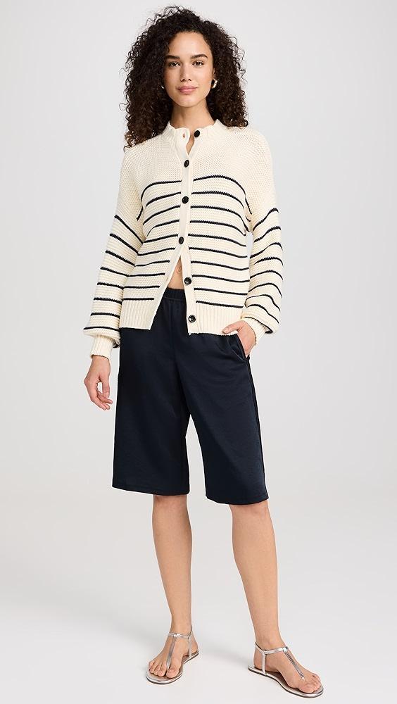 Alex Mill Button-Back Crewneck Sweater in Stripe | Shopbop Product Image