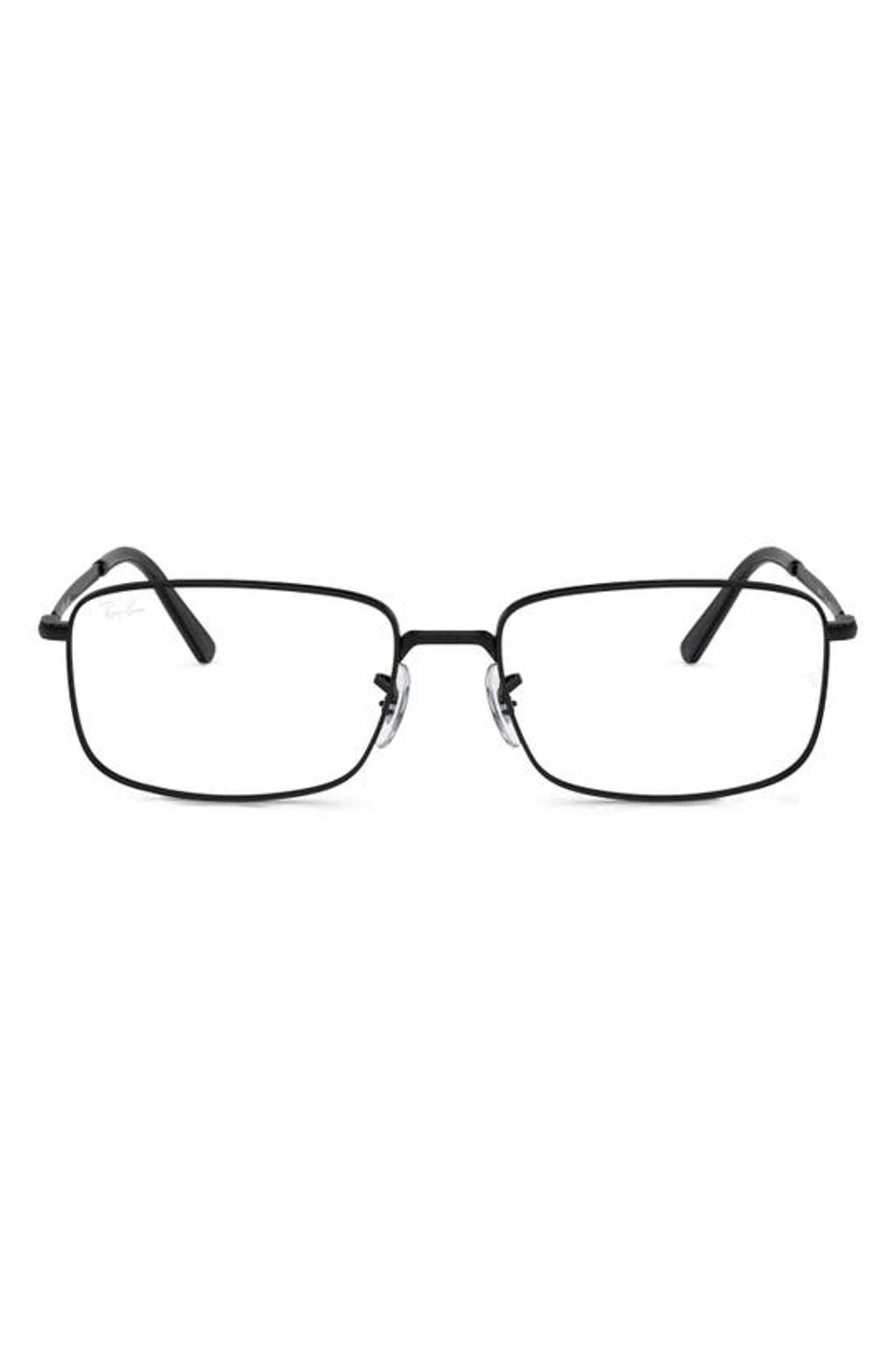 RAY BAN 57mm Rectangular Optical Glasses In Black Product Image