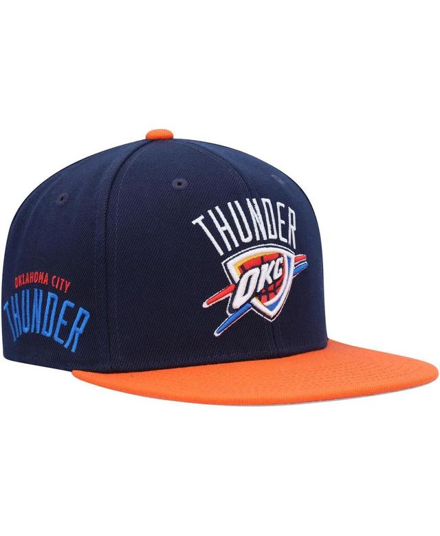 Mens Mitchell & Ness /Orange Oklahoma City Thunder Side Core 2.0 Snapback Hat, Blue Product Image