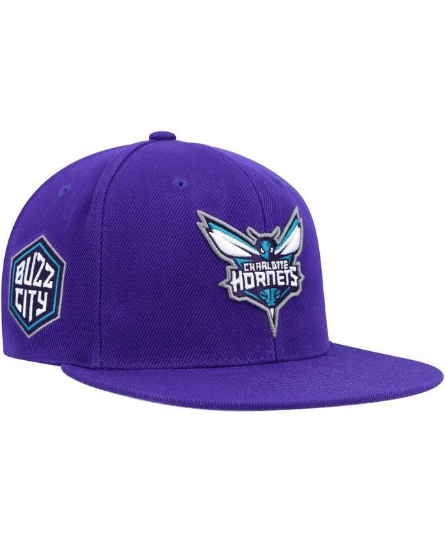 Mens Mitchell & Ness Purple Charlotte Hornets Side Core 2.0 Snapback Hat Product Image