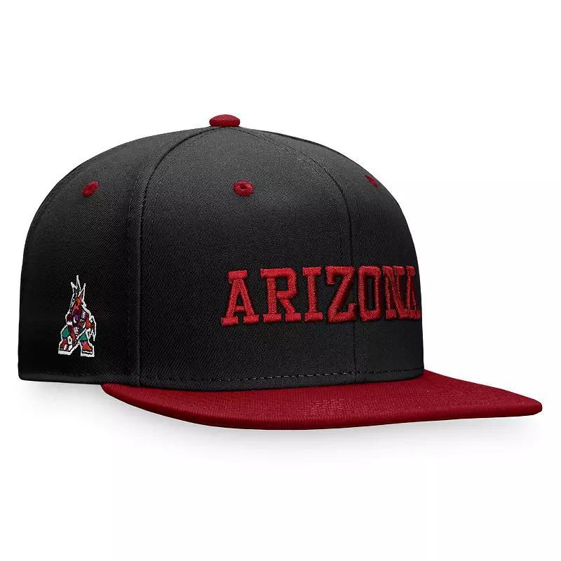 Mens Fanatics Branded Black/Garnet Arizona Coyotes Heritage City Two-Tone Snapback Hat Product Image