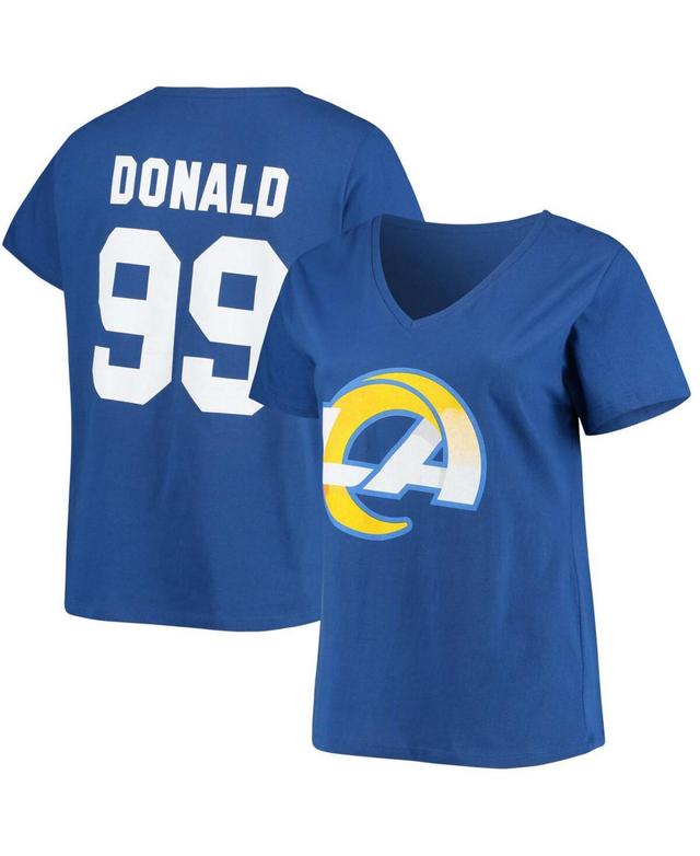 Womens Plus Size Aaron Donald Royal Los Angeles Rams Name Number V-Neck T-shirt Product Image