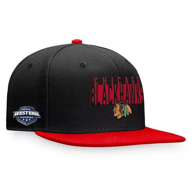 Mens Fanatics Black Chicago Blackhawks Fundamental Colorblocked Snapback Hat - Black Product Image