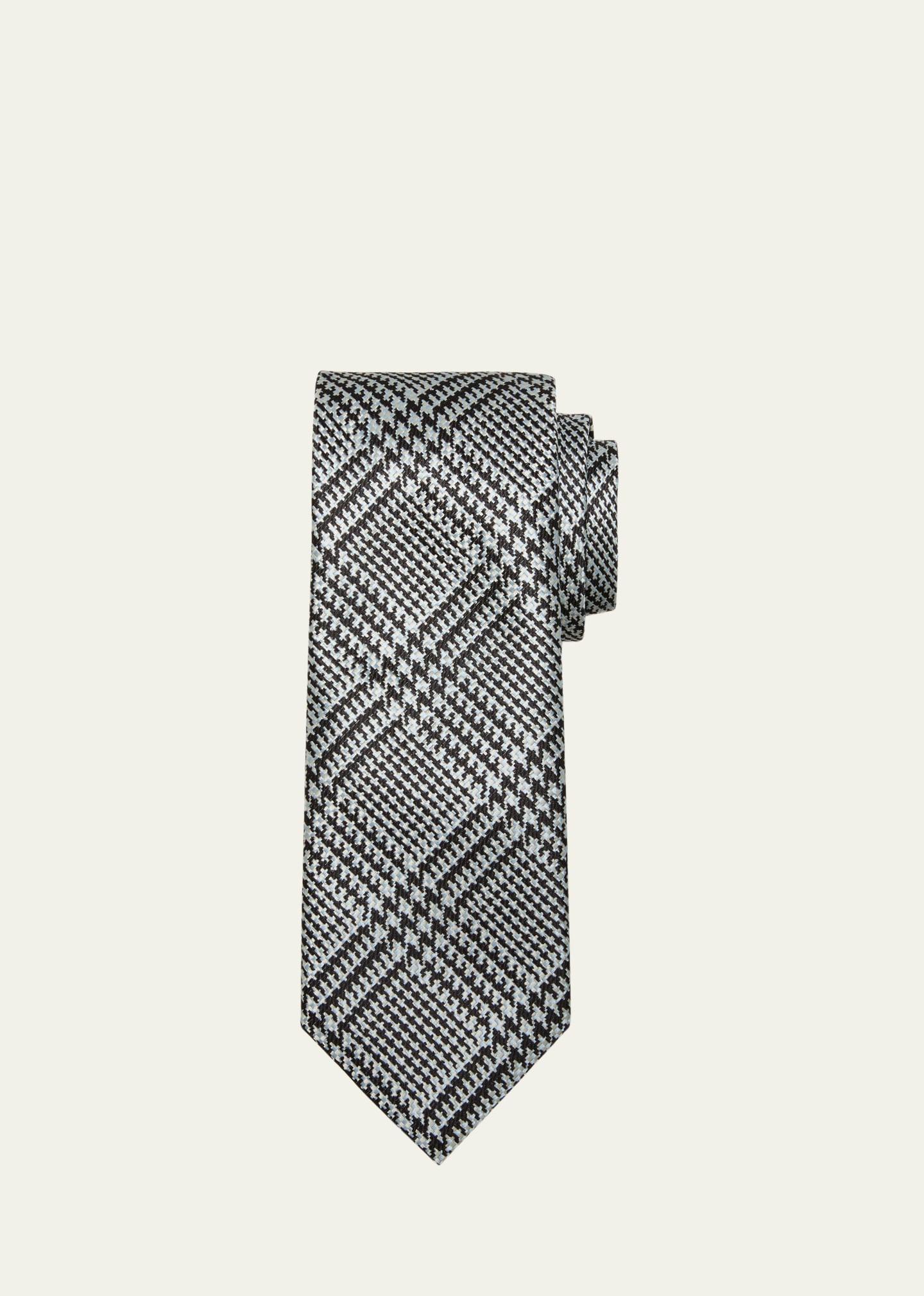 Mens Mulberry Silk Houndstooth Check Tie Product Image