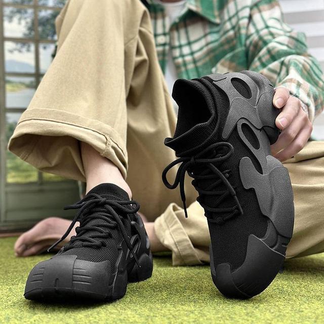 Plain Lace-Up Sneakers Product Image