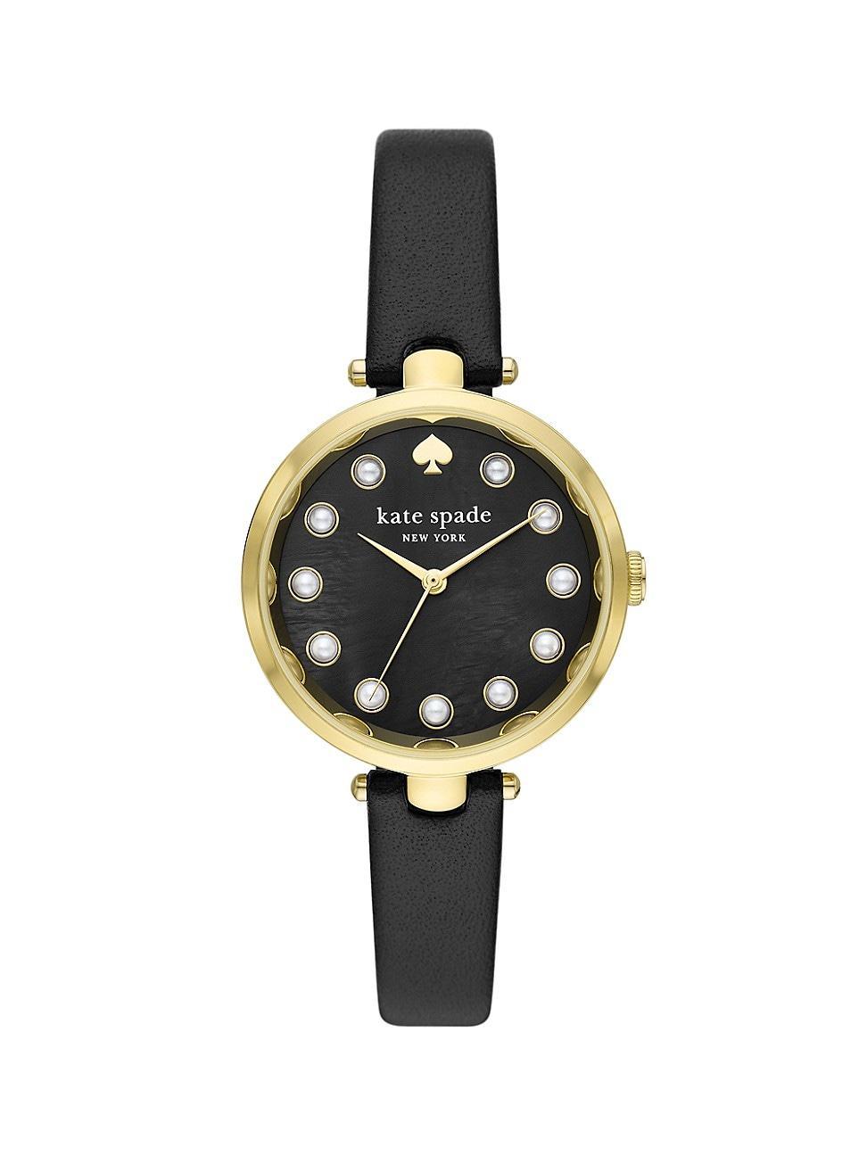 kate spade new york holland mother of pearl leather strap watch, 34mm Product Image