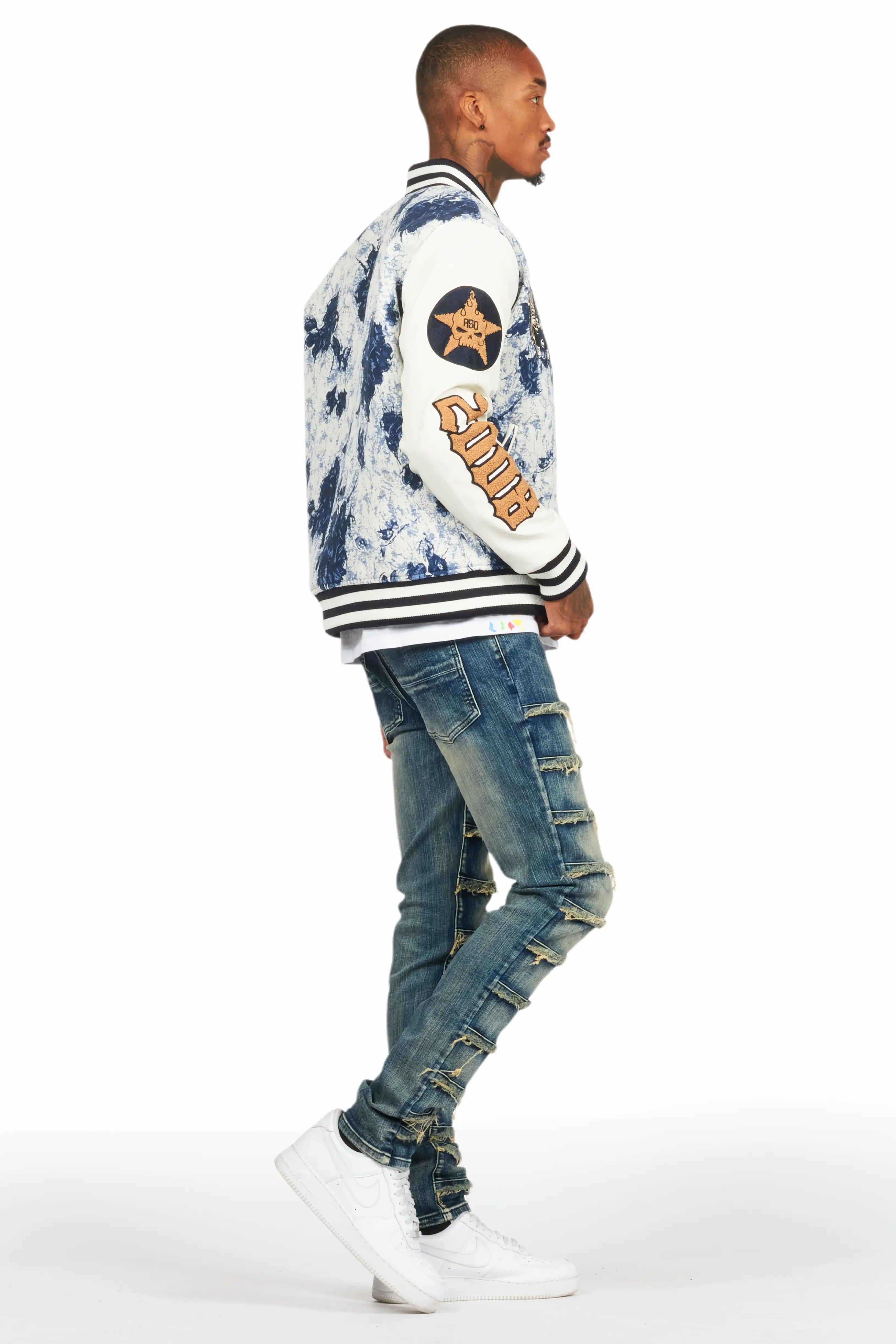 Doron Blue Tapestry Varsity Jacket Male Product Image