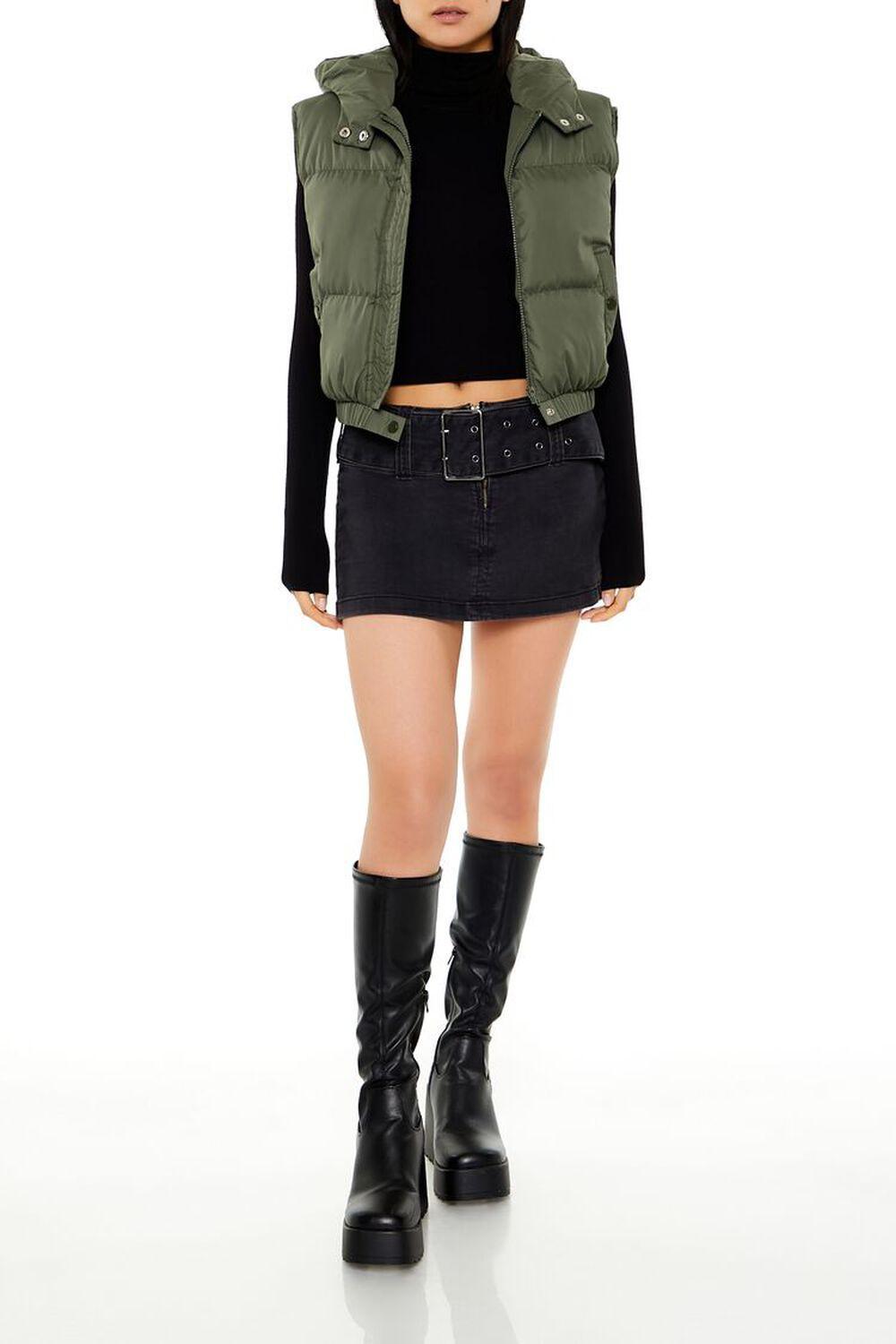 Cropped Hooded Puffer Vest | Forever 21 Product Image