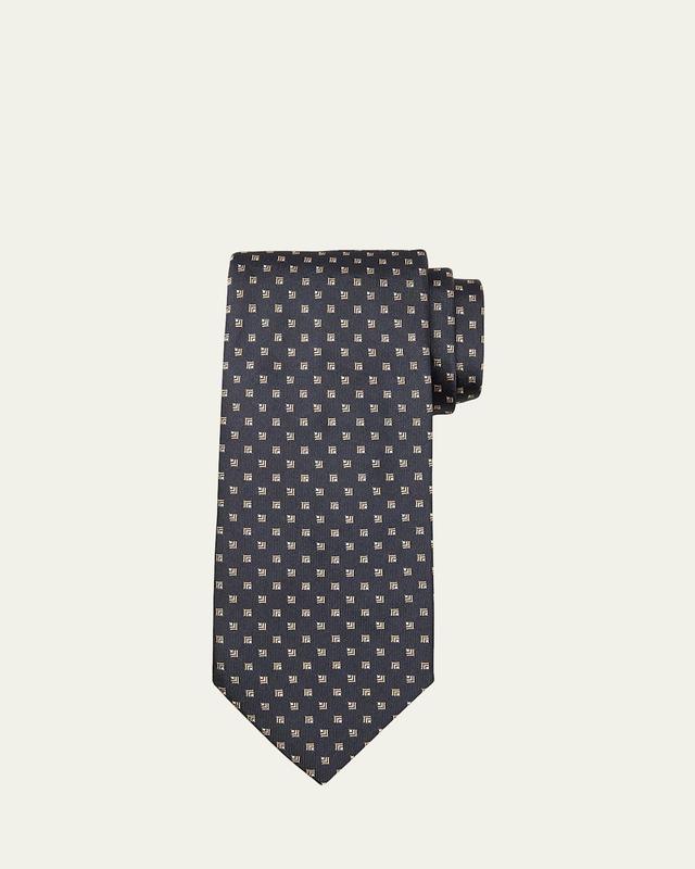 Mens Micro-Geometric Silk Tie Product Image