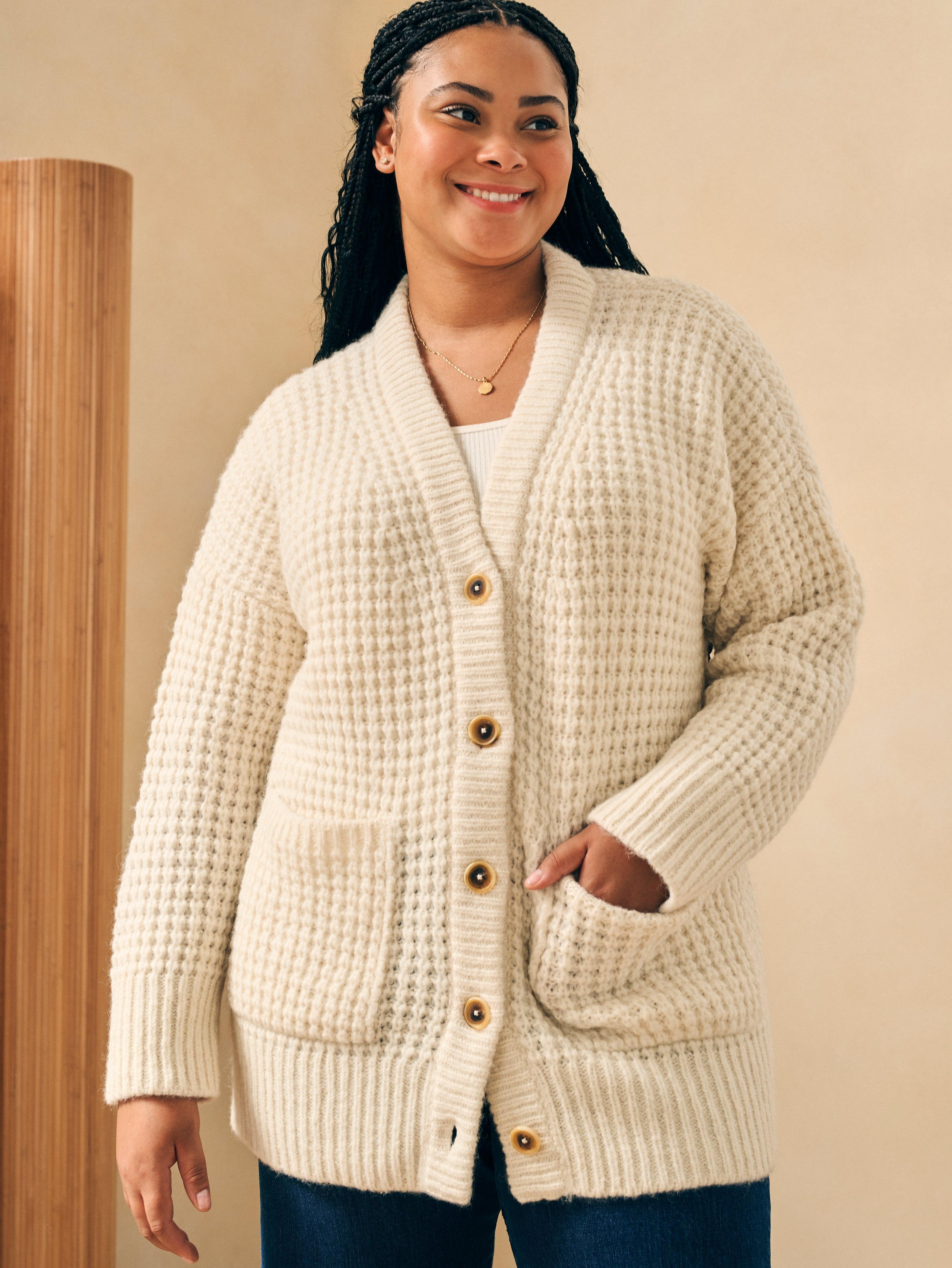 Frost Waffle Cardigan - Cream Female Product Image