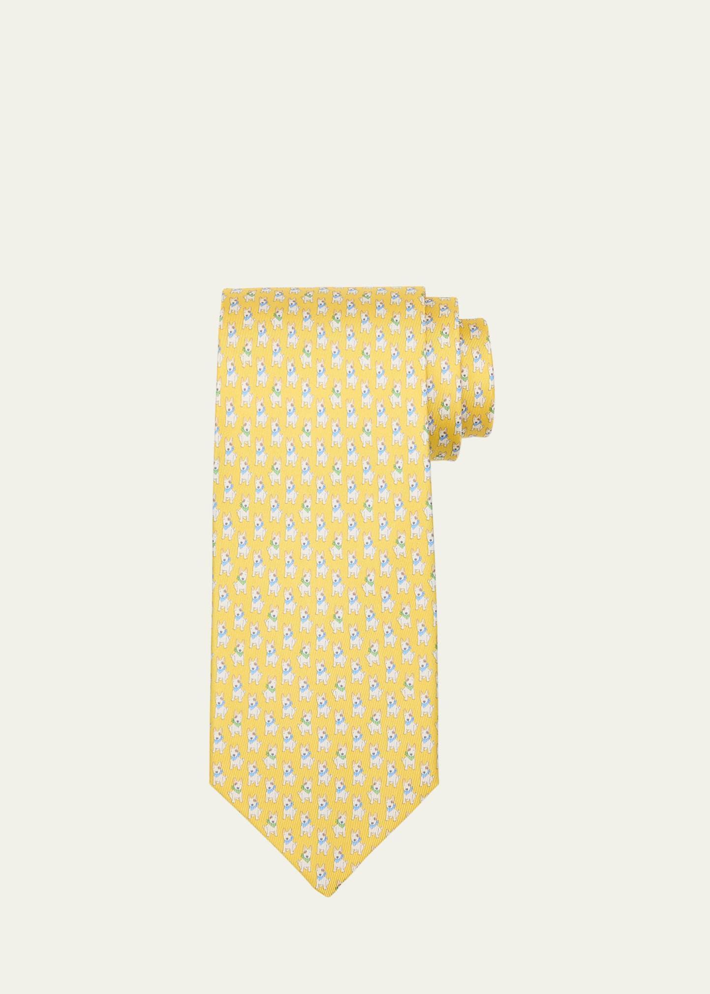 Mens Vasco Terrier-Print Silk Tie Product Image