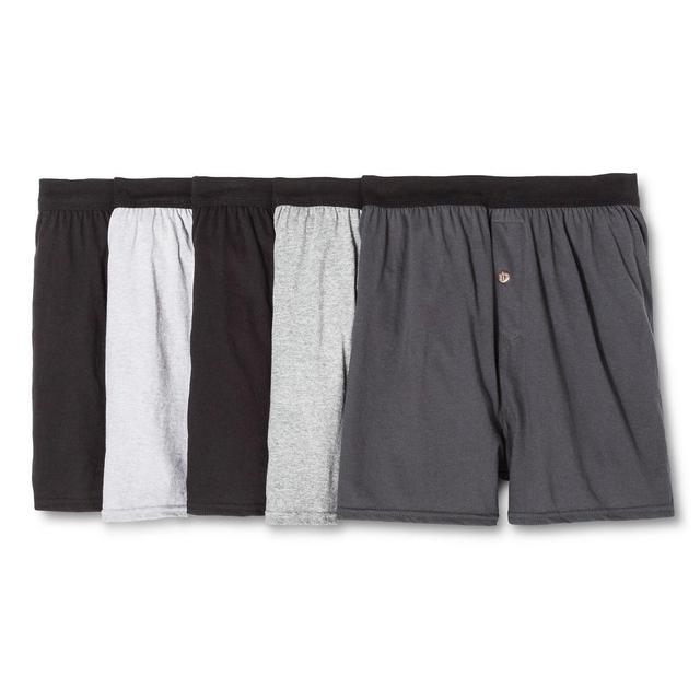 Hanes Mens Knit Boxer Shorts 5pk - Black Product Image