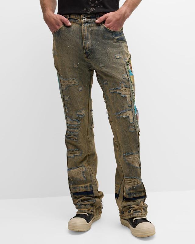 Mens Unfurled Crystal-Embellished Jeans Product Image