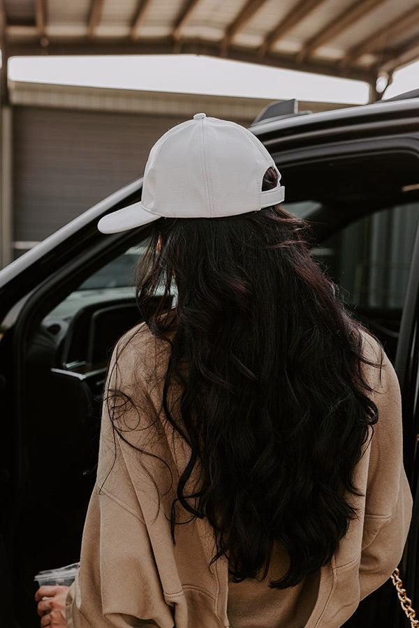 On The Daily Faux Leather Baseball Cap In White Product Image