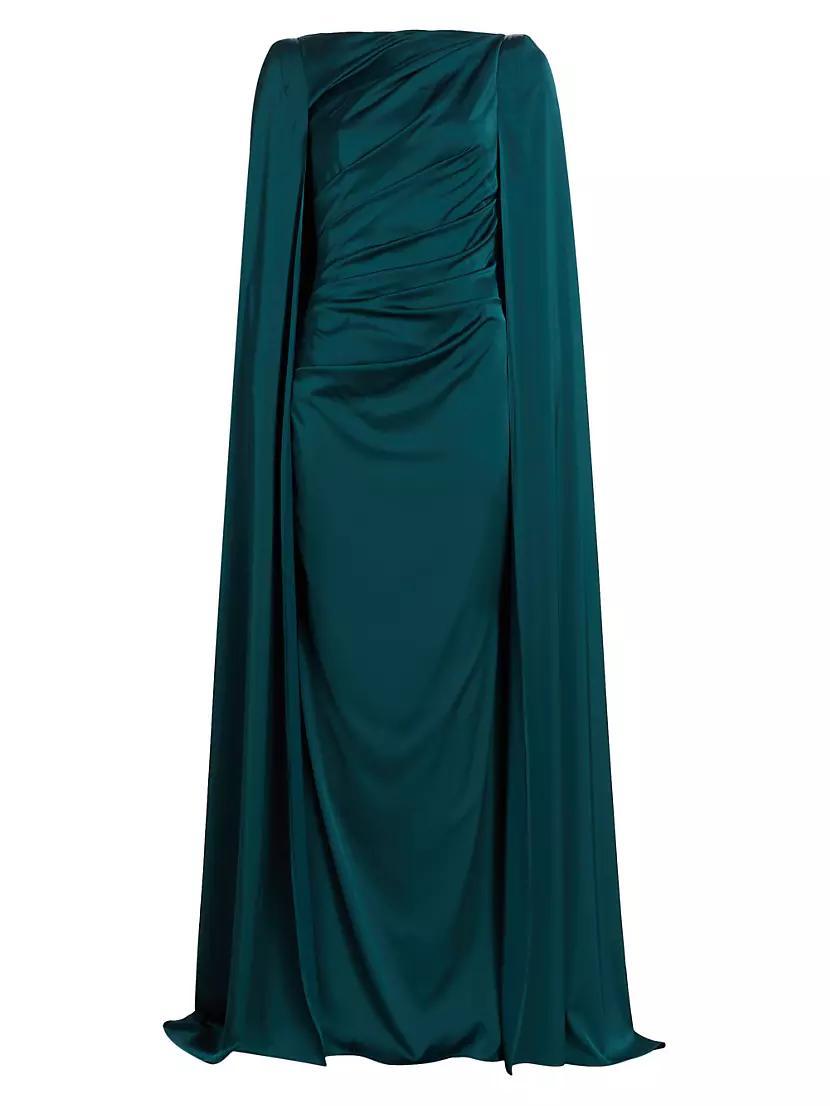 Draped Voile Satin Cape Gown product image