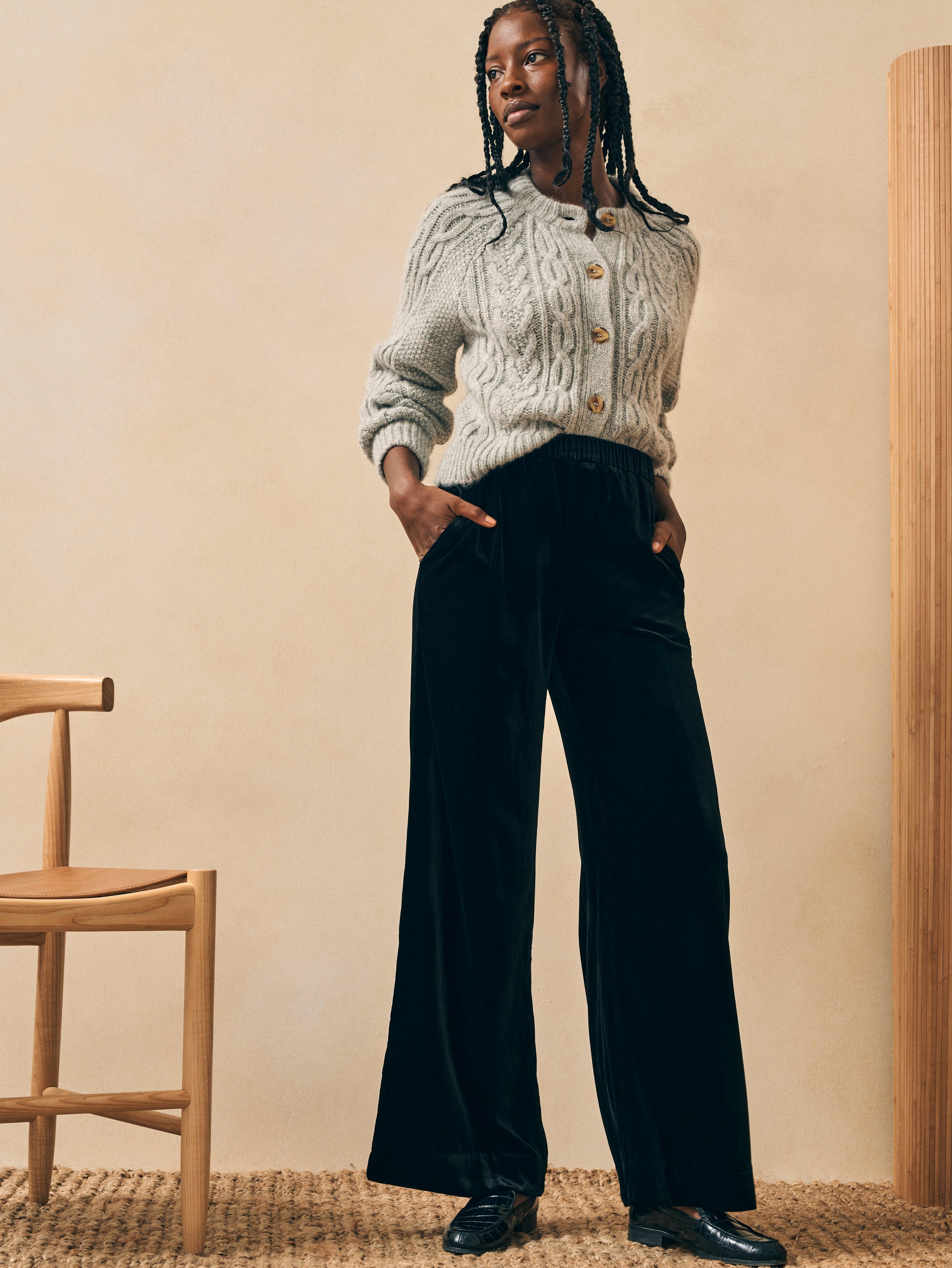 Stretch Silk Velvet Genevieve Pant - Black Female Product Image