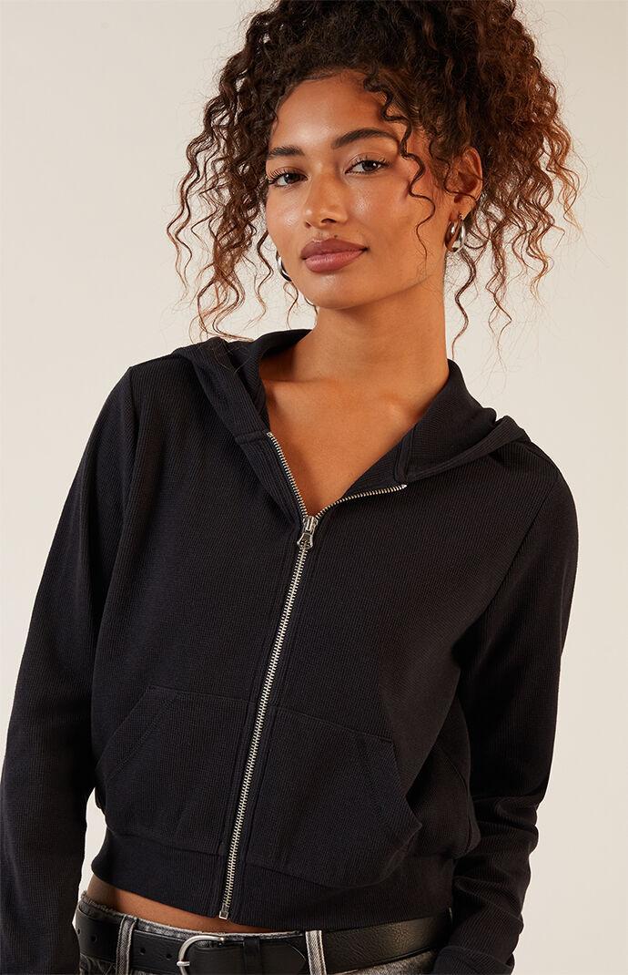 Women's Waffle Knit Full Zip Hoodie Product Image