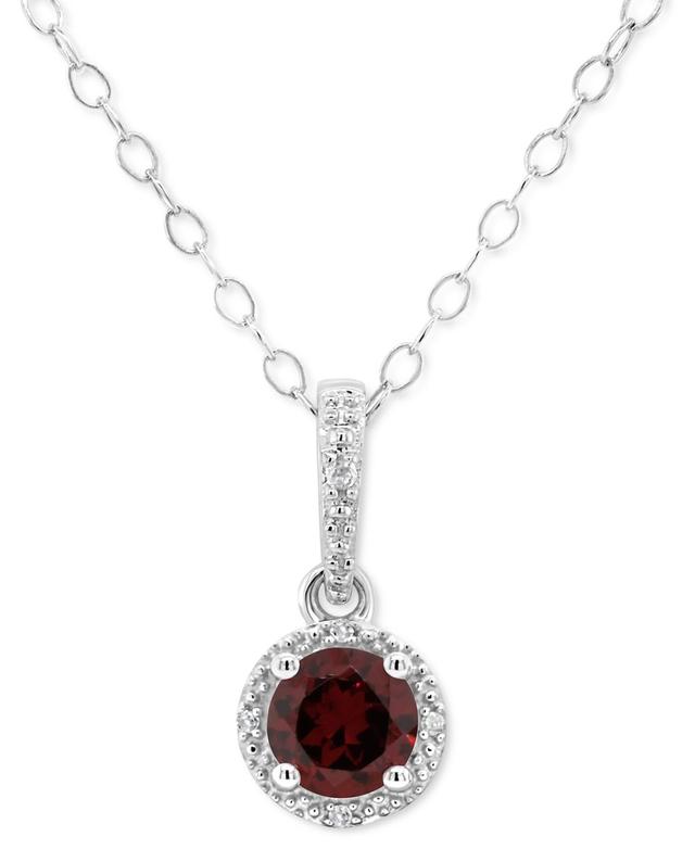 Celebration Gems Sterling Silver Garnet and Diamond Accent Frame Pendant, Womens Product Image