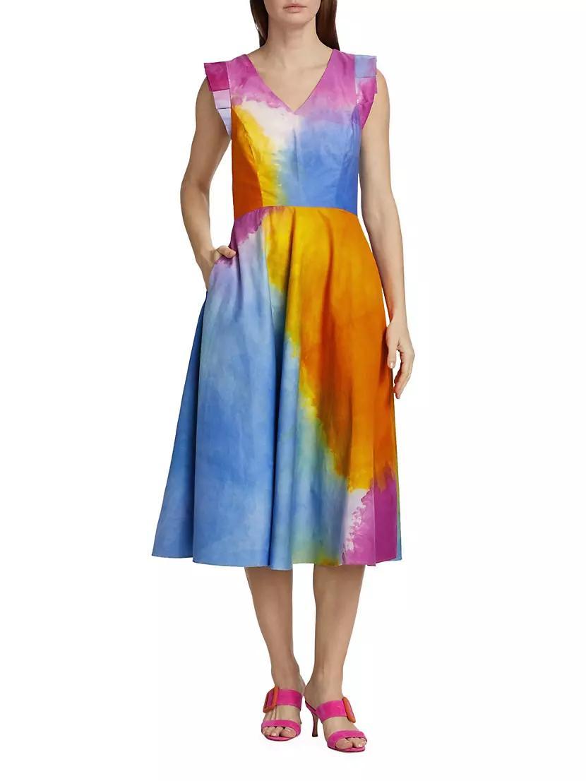 Wura Chambray Watercolor A-Line Dress Product Image