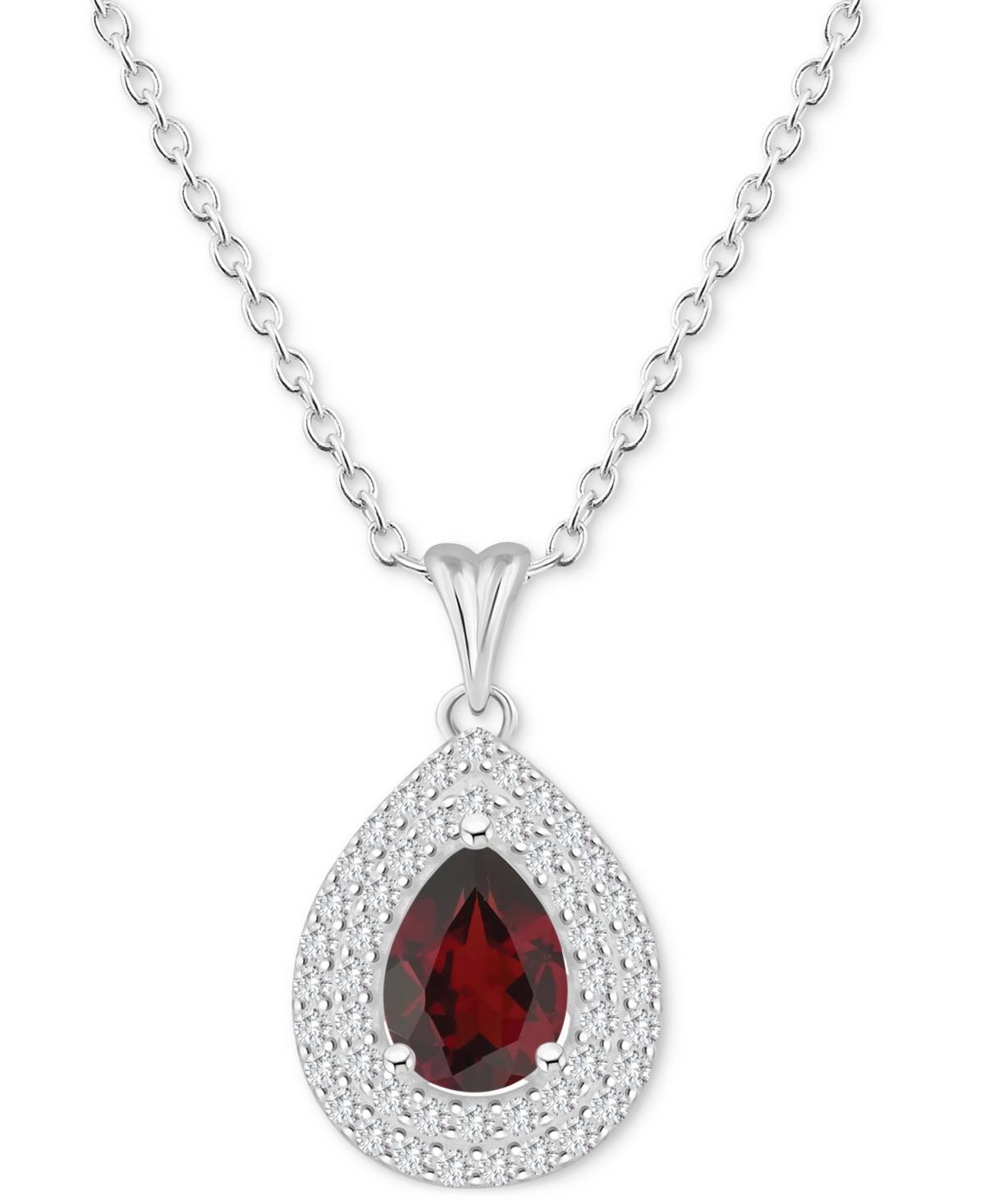 Celebration Gems Sterling Silver Teardrop Citrine & White Topaz Double Halo Pendant Necklace, Womens Orange Product Image