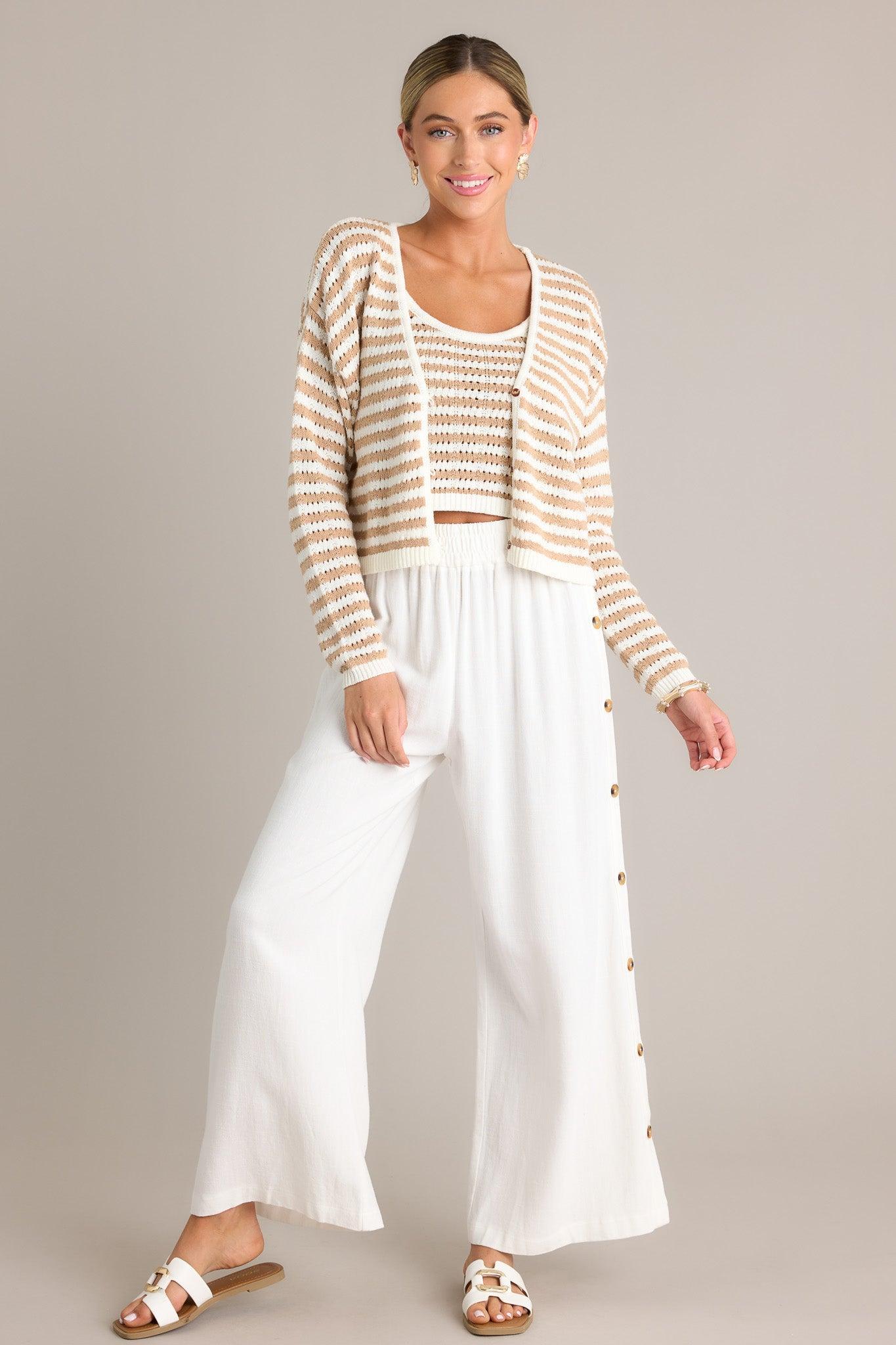 Effortless Glam Ivory Wide Leg Pants Product Image