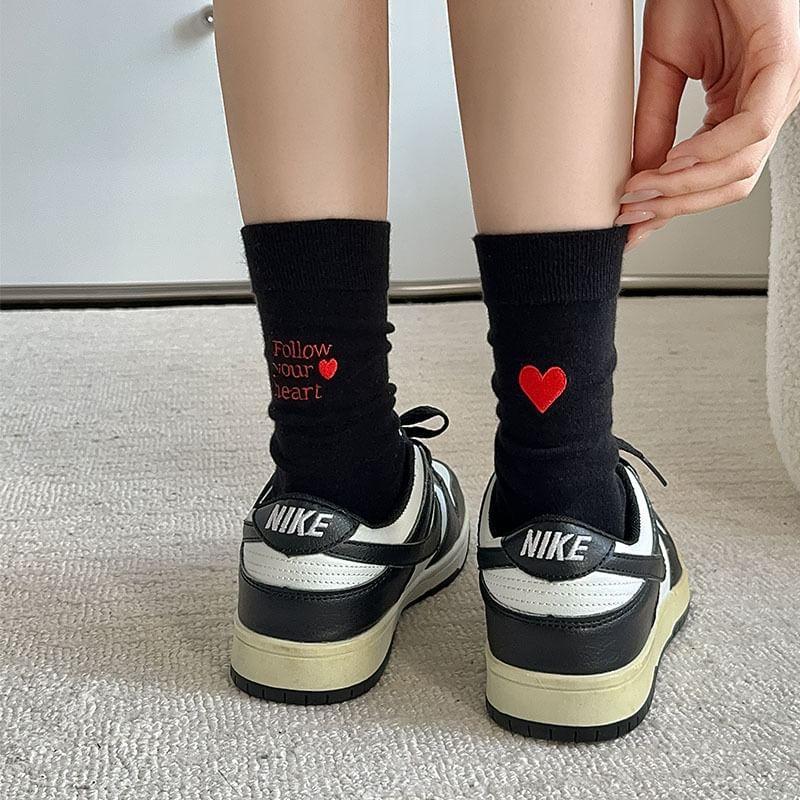 Letter Embroidered Socks Product Image