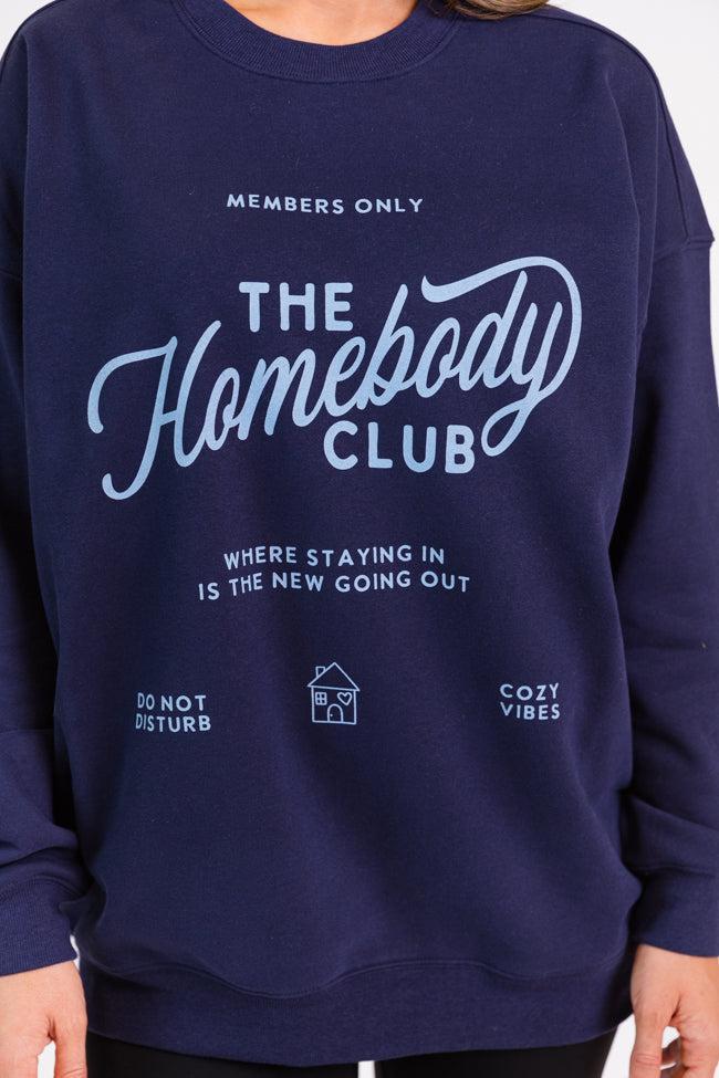 The Homebody Club Navy Oversized Graphic Sweatshirt Product Image