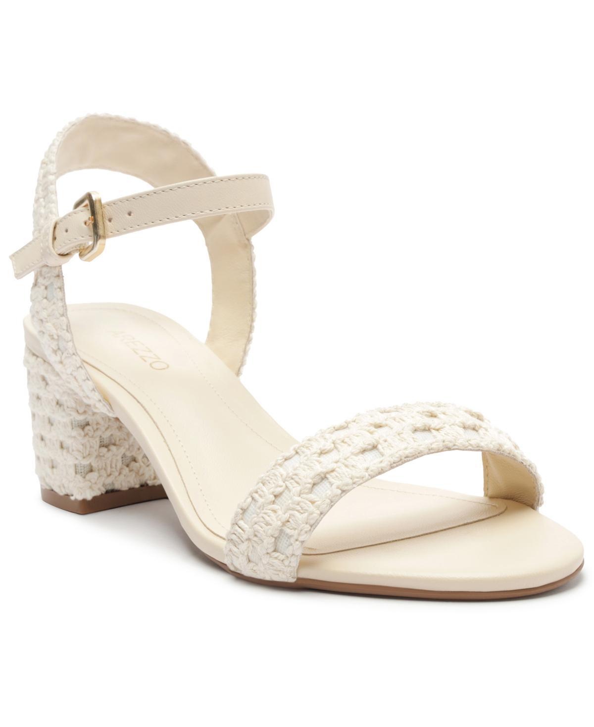 Arezzo Womens Brynn Woven Mid Block Heel Sandals Product Image