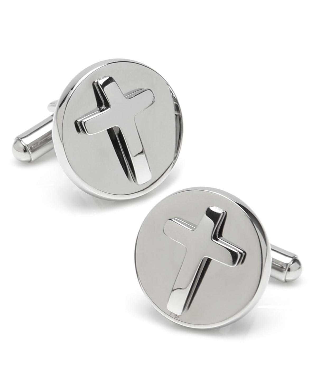 Ox Bull & Trading Co Cross Round Cufflinks - Silver Product Image