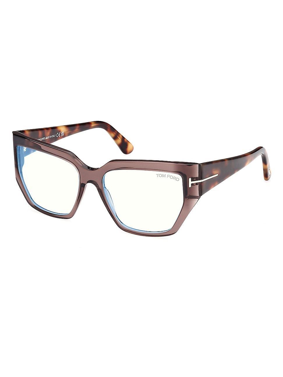 Womens 54MM Blue Block Square Eyeglasses Product Image