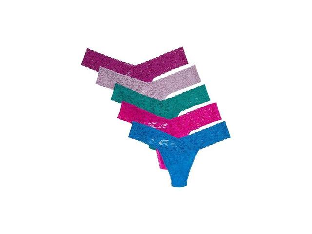 Hanky Panky Signature Lace Low Rise Thong 5-Pack (Tempting Turquoise/Sapphire /White/Twilight Purple/Hyacinth) Women's Underwear Product Image