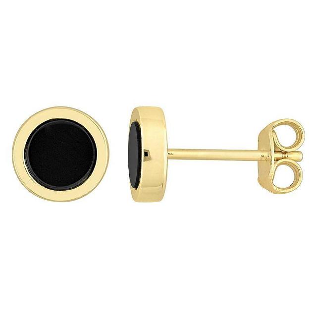 Stella Grace Mens 18k Gold Over Silver Black Onyx Circle Stud Earrings Product Image