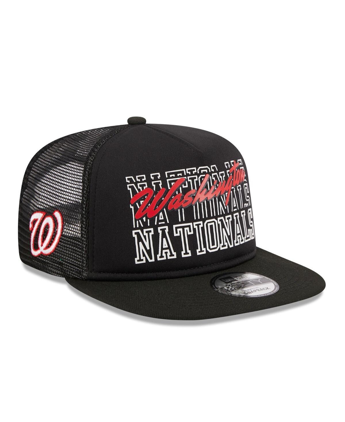 Mens New Era Black Washington Nationals Street Team A-Frame Trucker 9FIFTY Snapback Hat Product Image