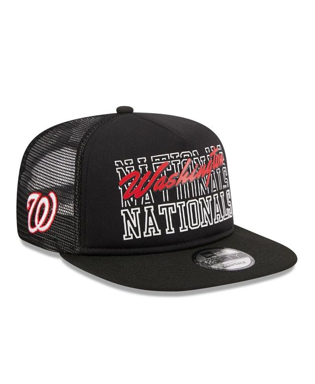 Mens New Era Black Washington Nationals Street Team A-Frame Trucker 9FIFTY Snapback Hat Product Image