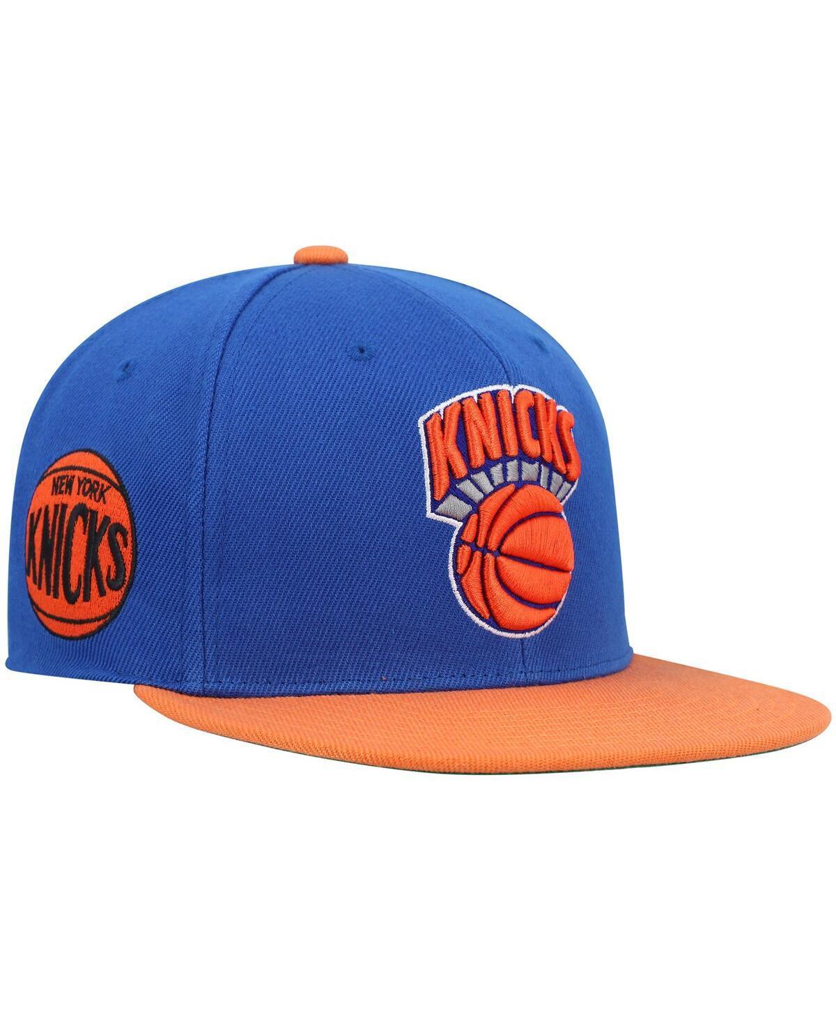 Mens Mitchell & Ness Blue and Orange New York Knicks Hardwood Classics Snapback Hat - Blue Product Image