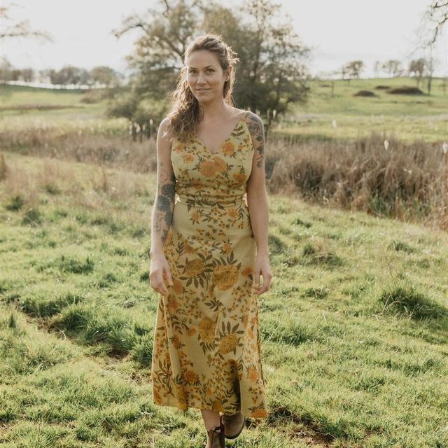 Meadow Dress in Mustard Marigold Linen Product Image