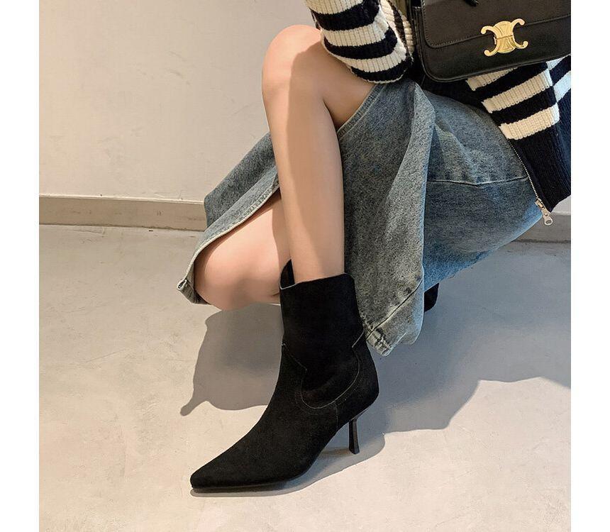 Genuine Leather Kitten Heel Pointed Short Boots product image