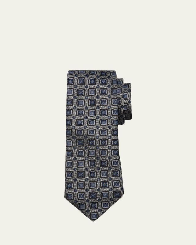 Mens Silk-Cotton Geometric Tie Product Image