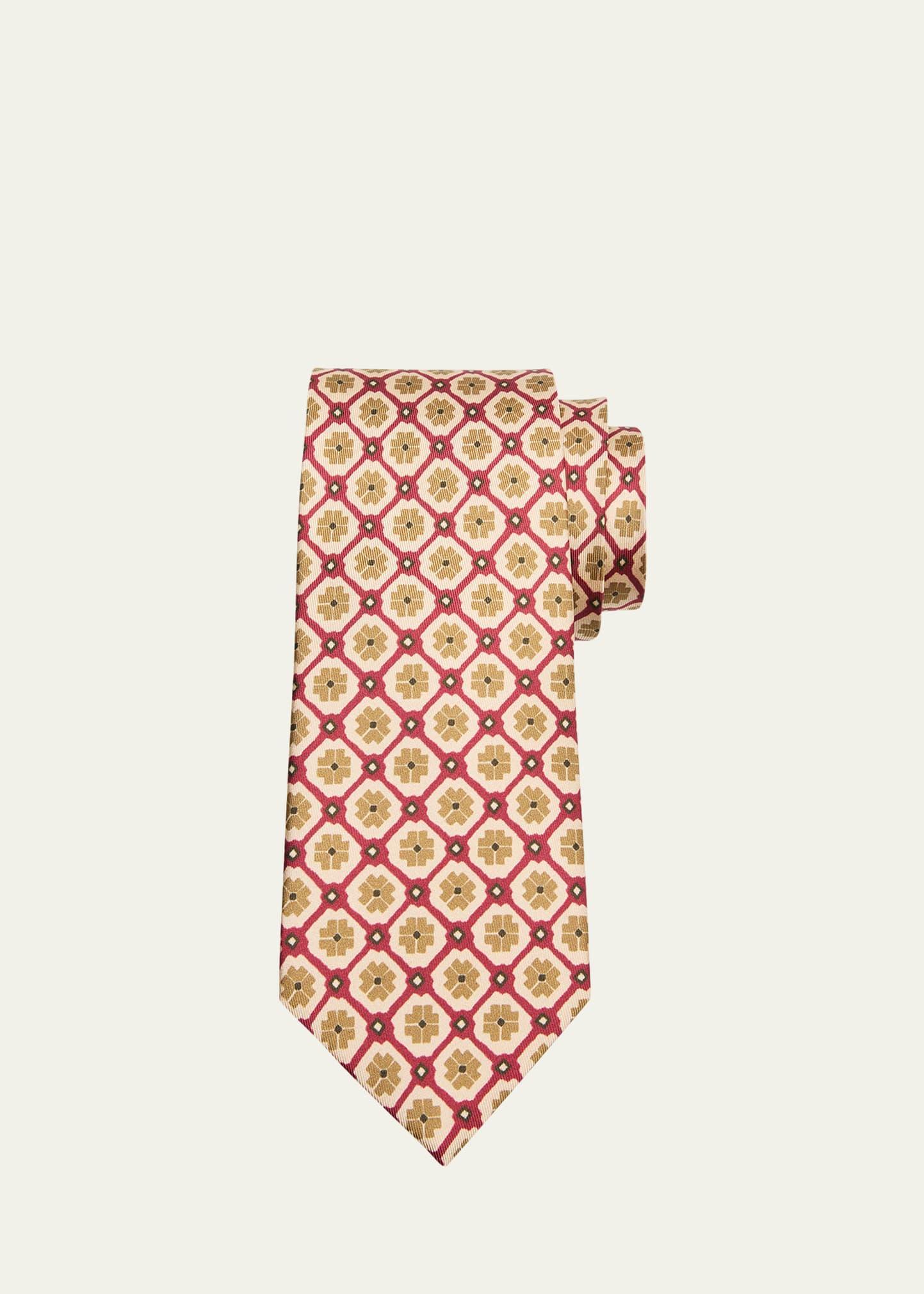 Mens Silk Geometric-Print Tie Product Image