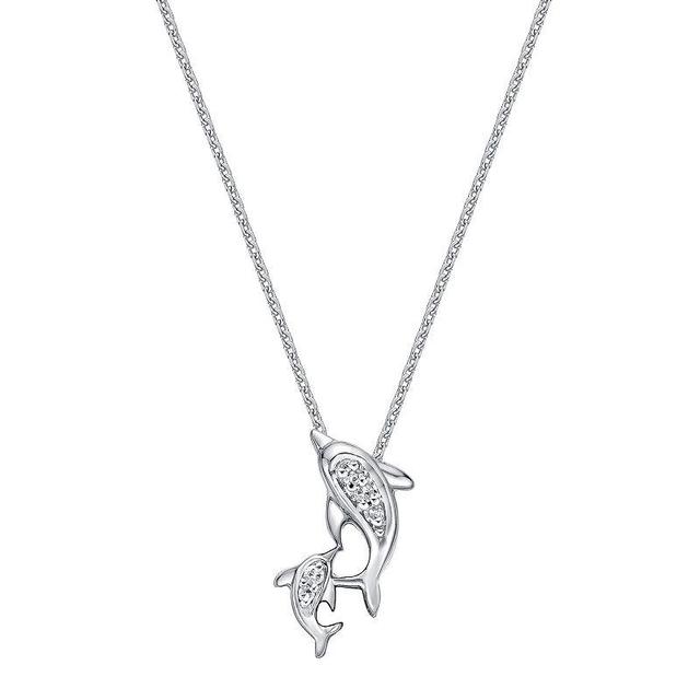 Gemminded 10k White Gold Diamond Accent Dolphin Pendant Necklace, Womens Product Image