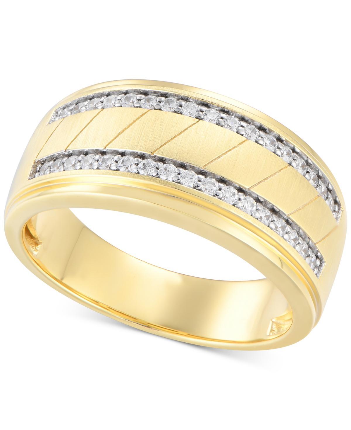 Mens Black Diamond Double Row Band (1/3 ct. t.w.) in 10k Gold (Also Diamond) - Light Brown Product Image