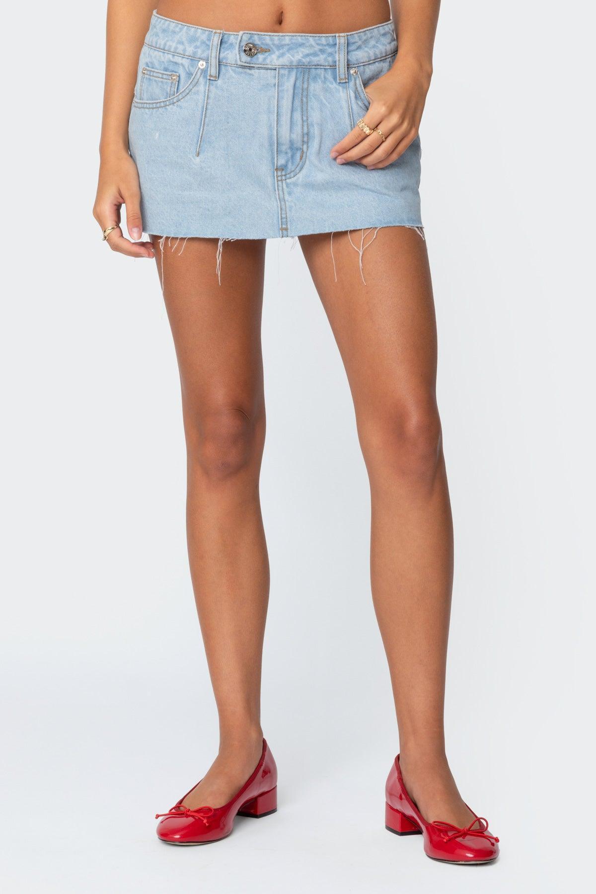 Clementine Low Rise Denim Micro Skort Product Image