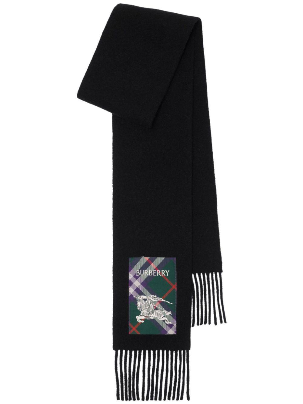 BURBERRY Check-label Cashmere Scarf In Black Product Image