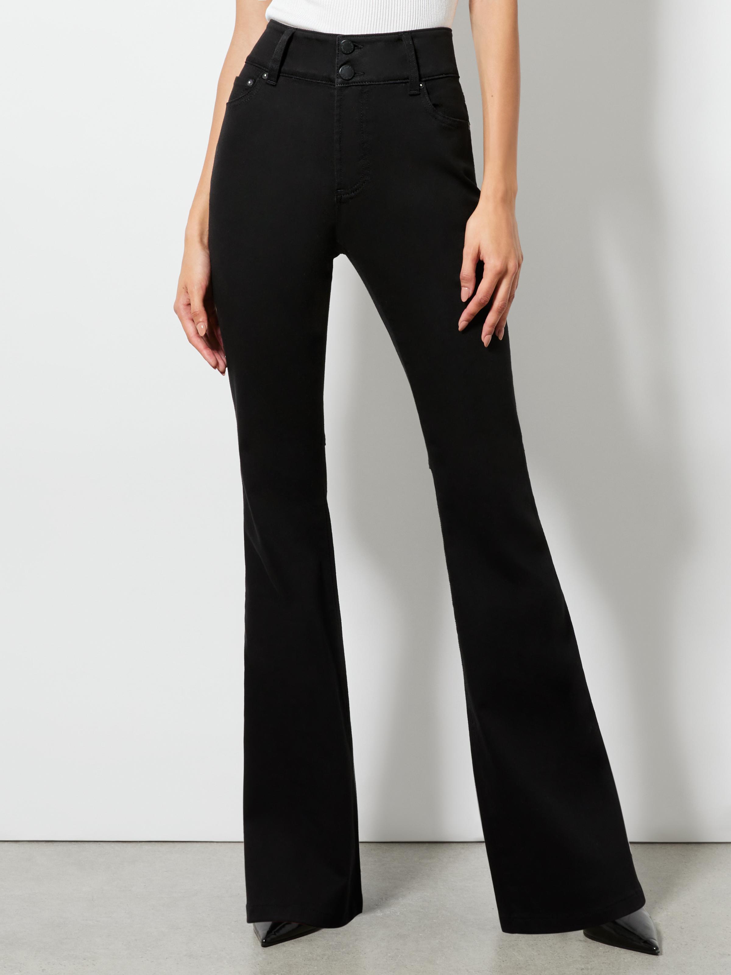 ALICE AND OLIVIA Stacey Mid Rise Bell Jean In Black Product Image