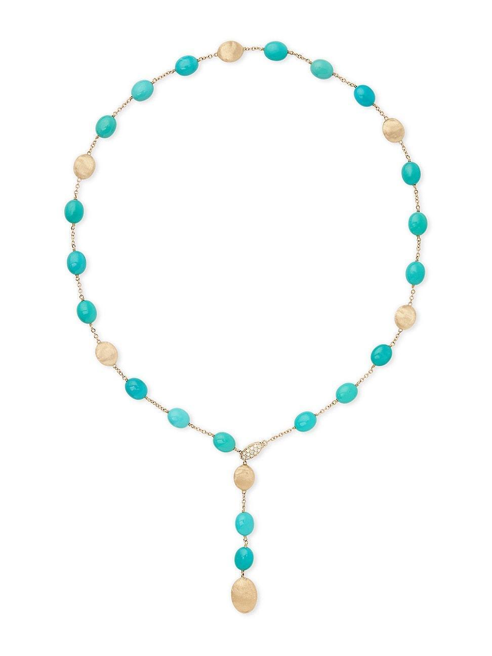 Womens Siviglia 18K Yellow Gold, Turquoise & 0.10 TCW Diamond Lariat Necklace Product Image