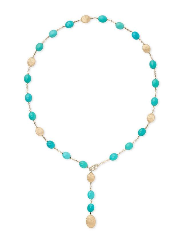 Womens Siviglia 18K Yellow Gold, Turquoise & 0.10 TCW Diamond Lariat Necklace Product Image